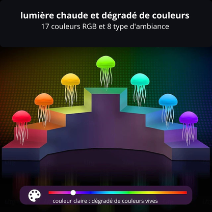 lampe méduse LED effets de lumière dégradés de couleur avec télécommande